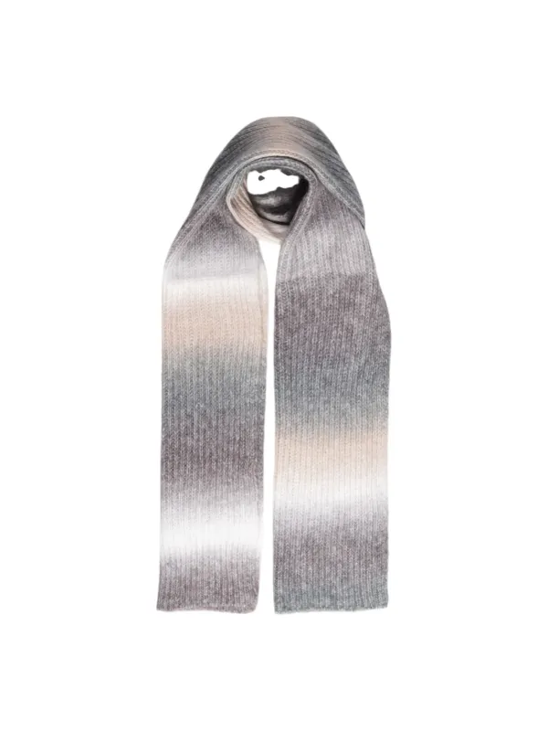 Langer, gestrickter Schal in Grau-Beige