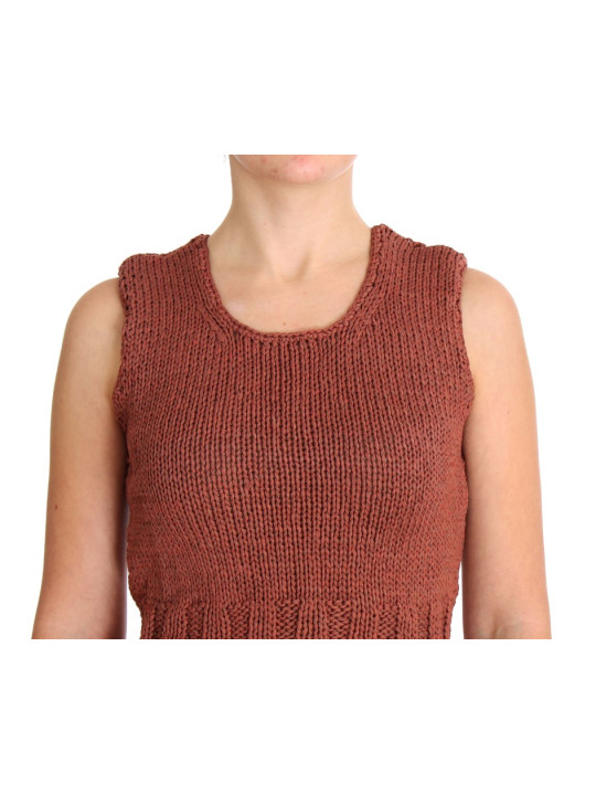 Sweaters Chic Red Sleeveless Knit Vest Sweater 130,00 € 8058091151472 | Planet-Deluxe
