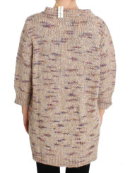 Sweaters Beige Oversized V-Neck Knitted Sweater 300,00 € 8033508208218 | Planet-Deluxe