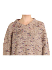 Sweaters Beige Oversized V-Neck Knitted Sweater 300,00 € 8033508208218 | Planet-Deluxe