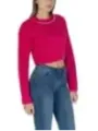 Rosa verkürzter Pullover Jeans aus Denim