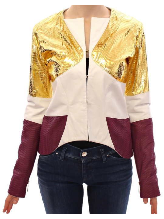 Jackets & Coats Elegant Metallic Croc Print Leather Jacket 2.500,00 € 8050246185650 | Planet-Deluxe