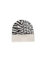 Gestrickte Mütze mit Zebra-Leopard-Print