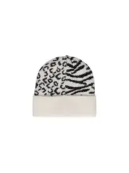 Zebra-Print-Rippstrick-Wintermütze