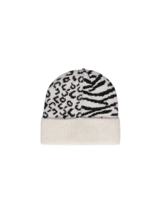 Zebra-Print-Rippstrick-Wintermütze