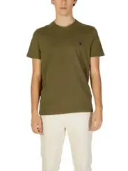 Olivgrünes Baumwoll-T-Shirt mit Logo