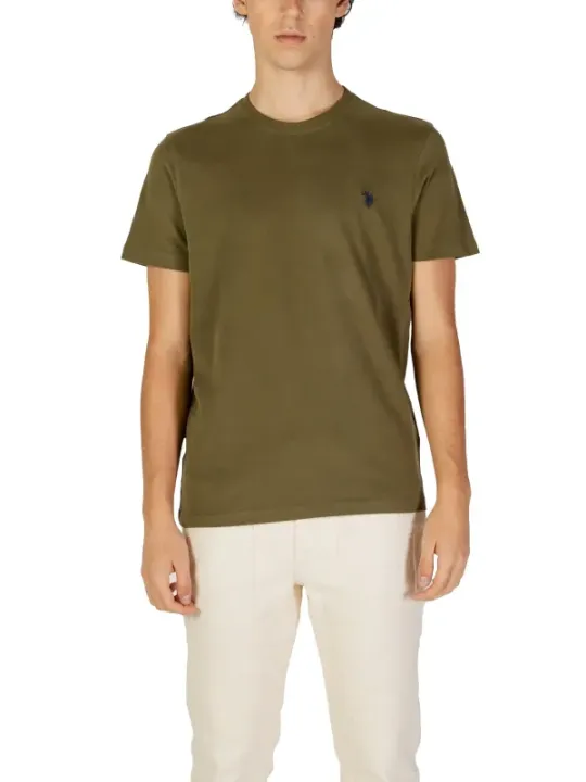 Olivgrünes Baumwoll-T-Shirt mit Logo