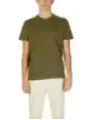 Olivgrünes Baumwoll-T-Shirt mit Logo