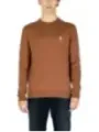 Tan Pullover mit floralem Stickdetail