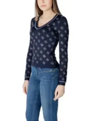 Dunkelblaues Guess Logo Langarmshirt