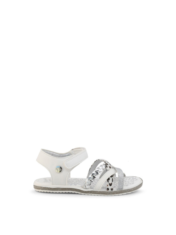 Weiße Sandale mit Strass-Riemen Weiße Sandale mit Strass-Riemen