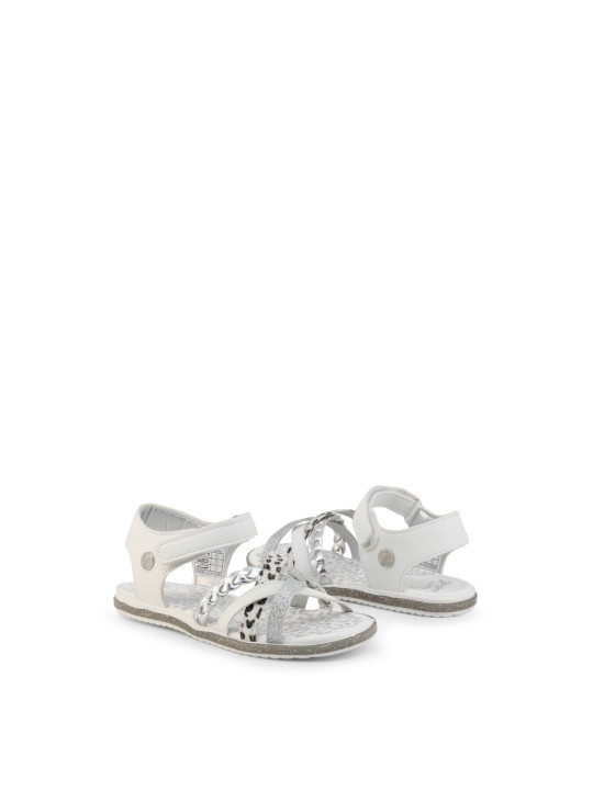 Weiße Kindersandalen mit Silberakzenten