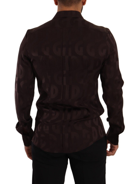 Shirts Elegant Bordeaux Silk Dress Shirt 1.200,00 € 8054802663460 | Planet-Deluxe
