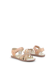 Nude-Leder-Sandalen mit Leopardenmuster
