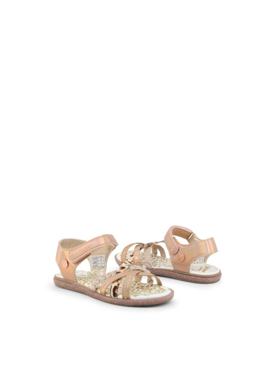 Nude-Leder-Sandalen mit Leopardenmuster