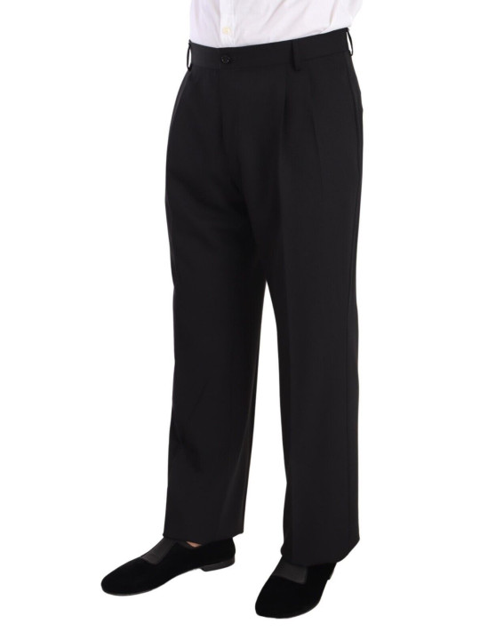 Jeans & Pants Elegant Black Wool Tuxedo Trousers 650,00 € 8058990115053 | Planet-Deluxe