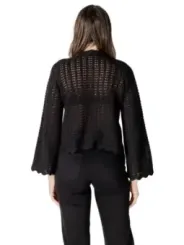 Schwarzer Strick-Cardigan mit Rüschen