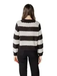 Gestreifter Strickpullover Rückansicht schwarz weiß
