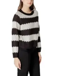 Gestreifter weiß-brauner Damenpullover Jacqueline De Yong