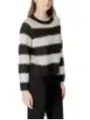 Gestreifter weiß-brauner Damenpullover Jacqueline De Yong