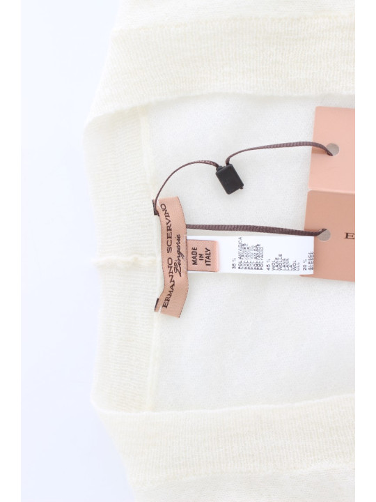 Sweaters Elegant Off-White Cropped Alpaca-Wool Blend Sweater 230,00 € 8058091151440 | Planet-Deluxe