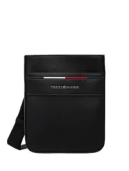 Schwarze Tommy Hilfiger Leder Umhängetasche