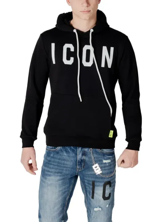 Schwarzer Hoodie mit Jeans-Kette