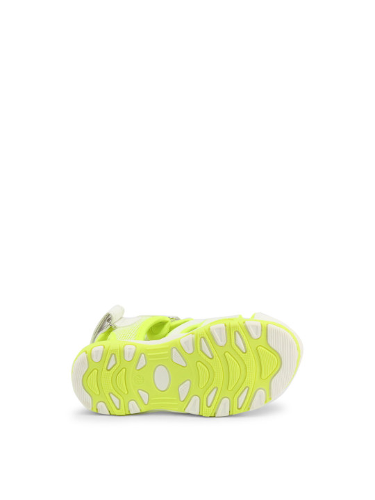 Weiße Sandale mit Neon-Gelb Akzenten