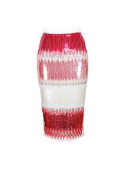 Skirts Elegant Crepe Sequined Skirt with Back Slit 550,00 € 8050246661666 | Planet-Deluxe