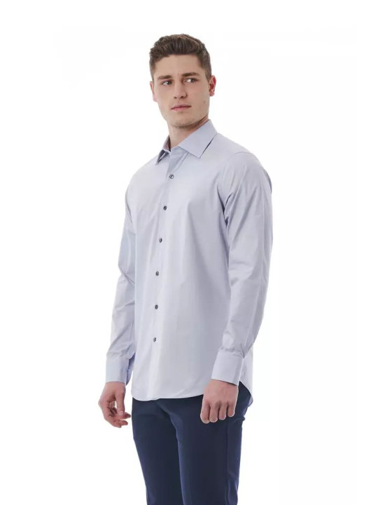 Shirts Elegant Gray Italian Collar Shirt - Regular Fit 180,00 € 8051769162029 | Planet-Deluxe