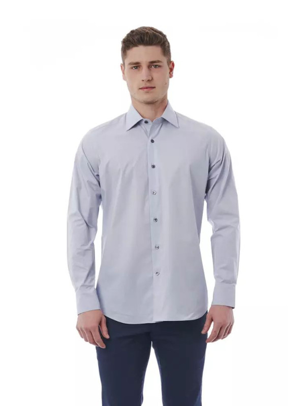 Shirts Elegant Gray Italian Collar Shirt - Regular Fit 180,00 € 8051769162029 | Planet-Deluxe
