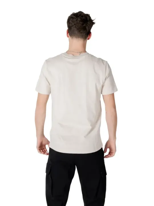 Beiges Kurzarm-T-Shirt aus Baumwolle