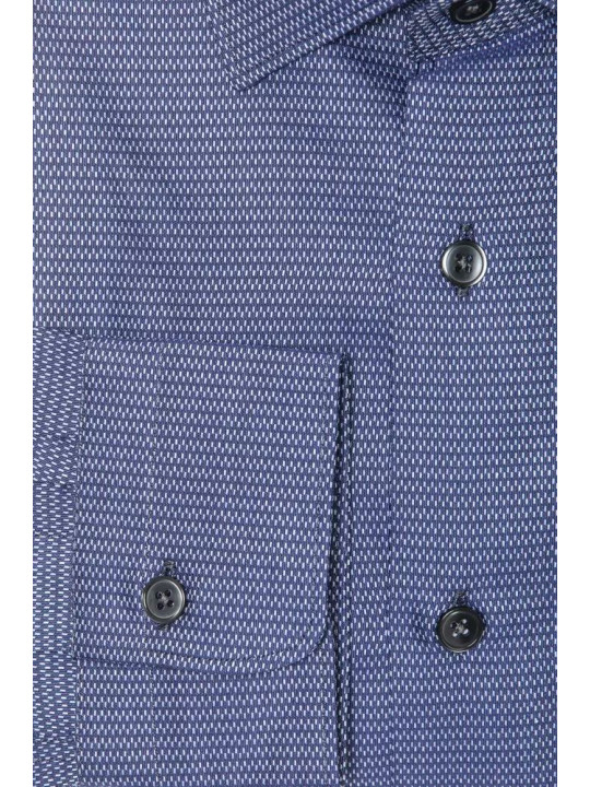 Shirts Elegant Blue Cotton Slim Collar Shirt 140,00 € 2000045296329 | Planet-Deluxe