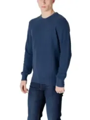 Navy blauer Strickpullover mit Rundhalsausschnitt