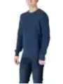Navy blauer Strickpullover mit Rundhalsausschnitt