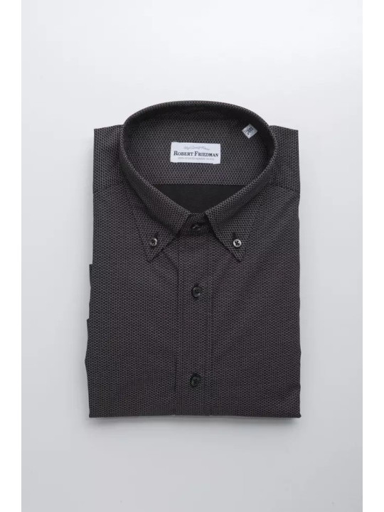 Shirts Elegant Cotton Button-Down Shirt in Black 140,00 € 2000045323476 | Planet-Deluxe