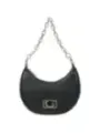 Schwarze Leder Umhängetasche mit Logo