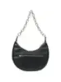 Schwarze Lederhandtasche mit Goldreißverschluss