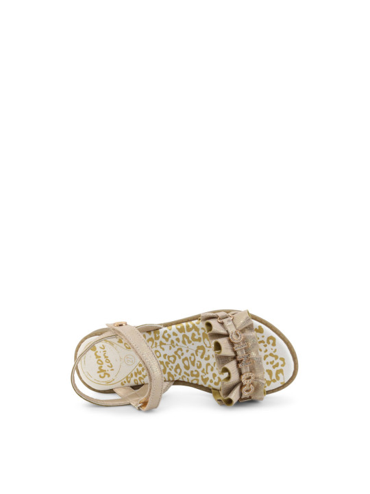 Beige Lederriemen Sandale mit Schnalle