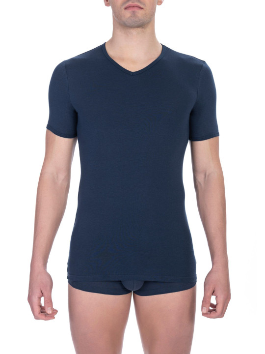 T-Shirts Elegant V-Neck T-Shirt in Blue 40,00 € 8056209810515 | Planet-Deluxe