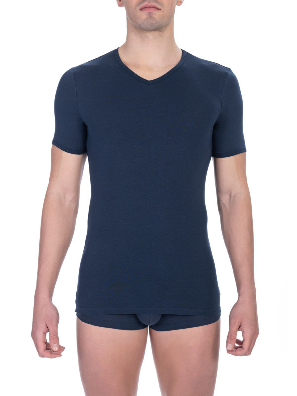 T-Shirts Elegant V-Neck T-Shirt in Blue 40,00 € 8056209810515 | Planet-Deluxe