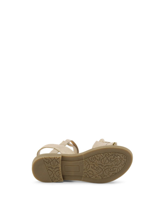 Beige Damensandalen mit Riemen und Schnalle