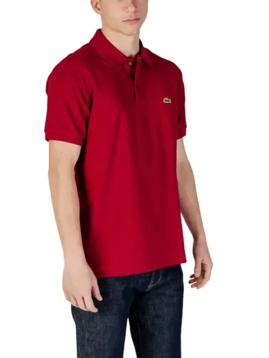 Rotes Lacoste Polohemd mit Krokodil