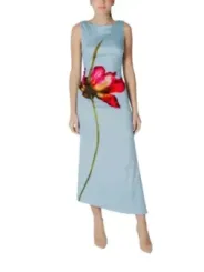 Blauer Ombre-Blumen-Maxi-Kleid Desigual