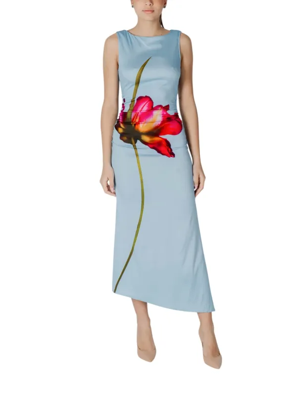 Blauer Ombre-Blumen-Maxi-Kleid Desigual Blauer Ombre-Blumen-Maxi-Kleid Desigual