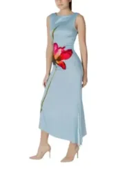 Blumiges blaues Desigual Midikleid