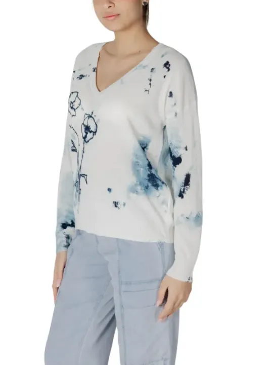 Blumiger V-Ausschnitt Pullover Desigual