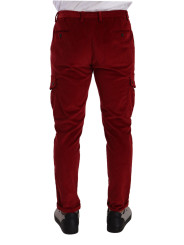 Jeans & Pants Red Corduroy Cotton Cargo Skinny Trouser Pants 1.000,00 € 8054802937073 | Planet-Deluxe