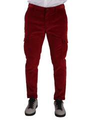 Jeans & Pants Red Corduroy Cotton Cargo Skinny Trouser Pants 1.000,00 € 8054802937073 | Planet-Deluxe