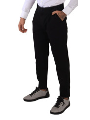 Jeans & Pants Elegant Tapered Black Cotton Chinos 800,00 € 8054802679492 | Planet-Deluxe